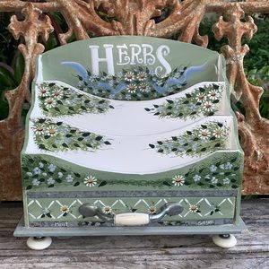 2001 Kathy Hatch Hand Painted Vintage Herb Letter Holder